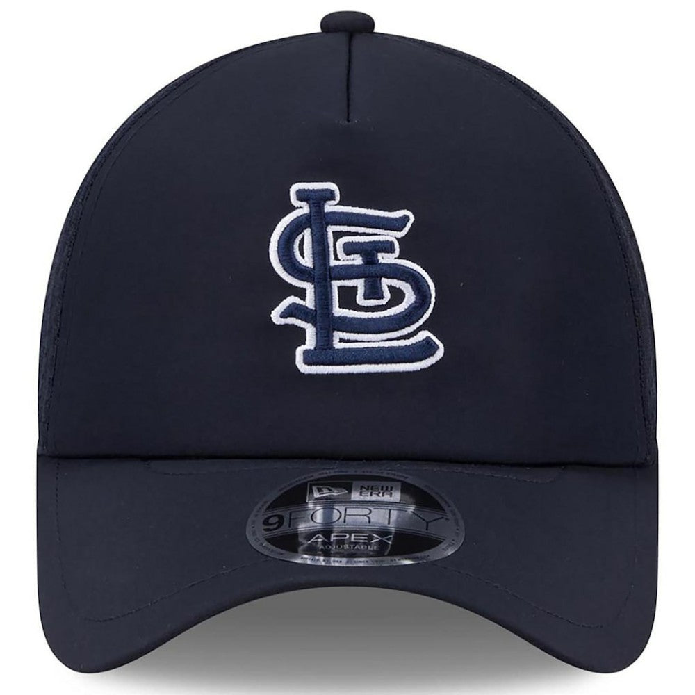 St. Louis Cardinals New Era 2026 Batting Practice Apex 9FORTY Adjustable Trucker Hat - Navy Hats