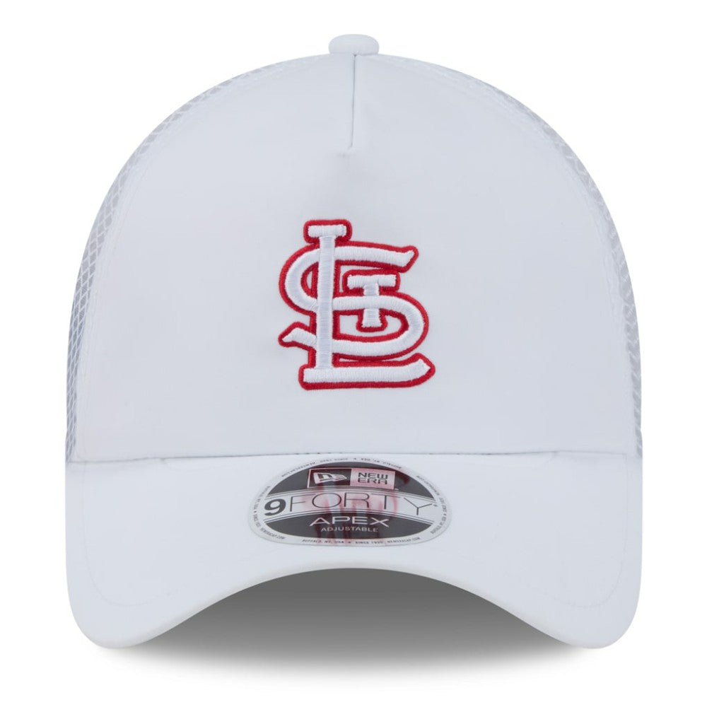 St. Louis Cardinals New Era 2026 Batting Practice Apex 9FORTY Adjustable Trucker Hat - White Hats