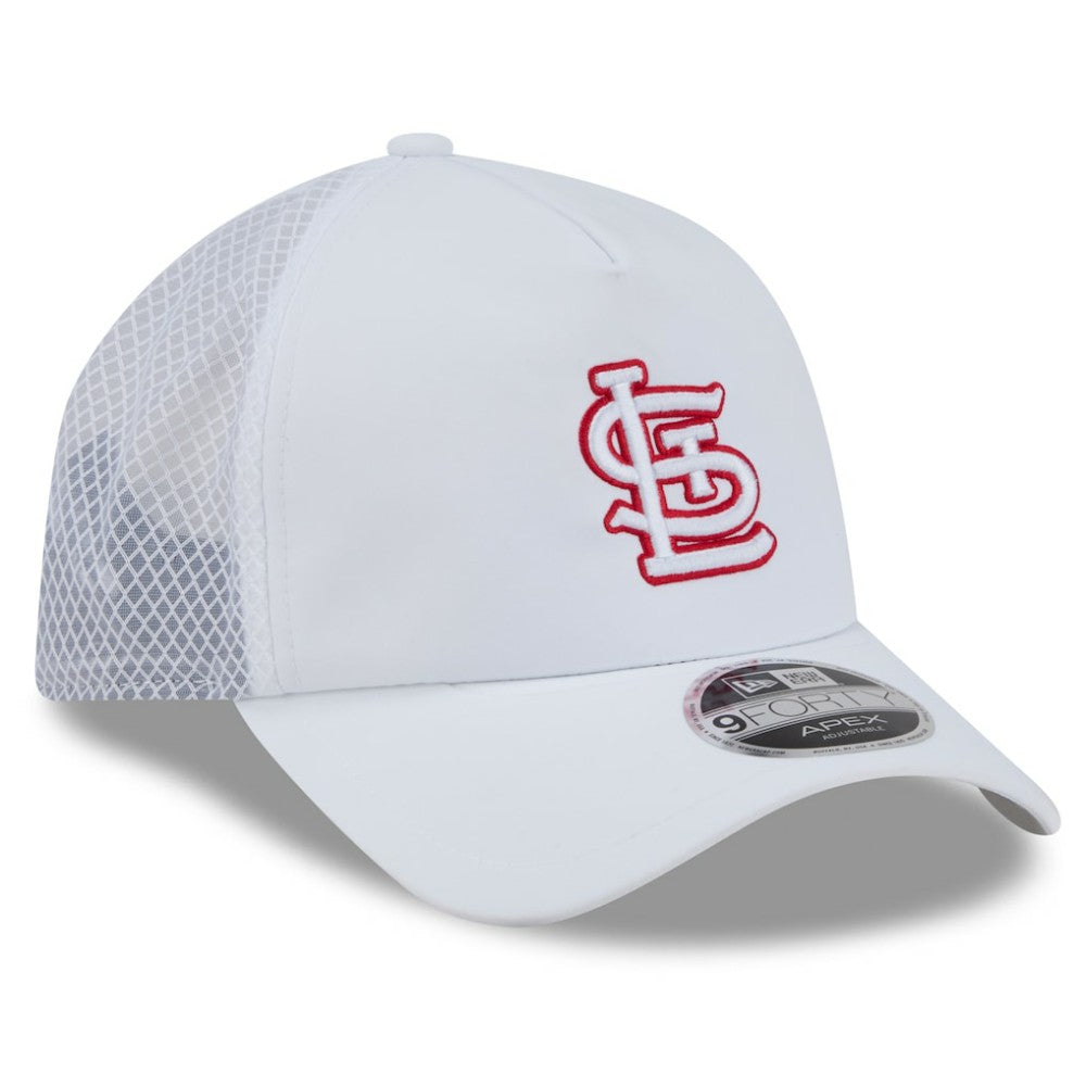 St. Louis Cardinals New Era 2026 Batting Practice Apex 9FORTY Adjustable Trucker Hat - White Hats