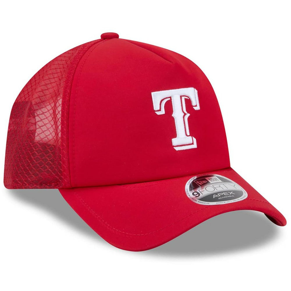 Texas Rangers New Era 2026 Batting Practice Apex 9FORTY Adjustable Trucker Hat - Red Hats