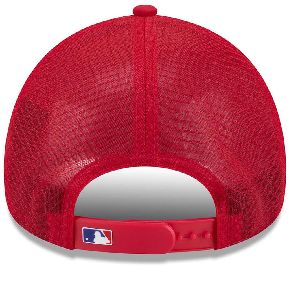 Texas Rangers New Era 2026 Batting Practice Apex 9FORTY Adjustable Trucker Hat - Red Hats