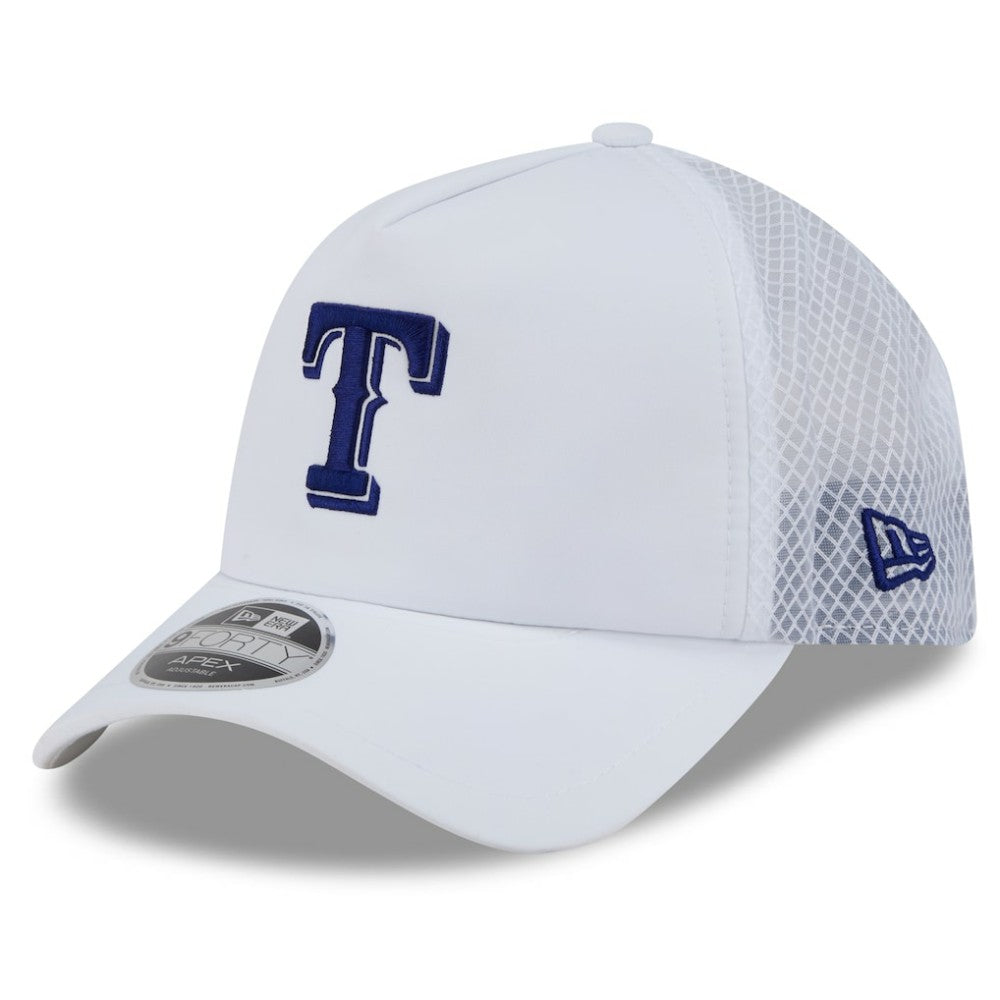 Texas Rangers New Era 2026 Batting Practice Apex 9FORTY Adjustable Trucker Hat - White Hats
