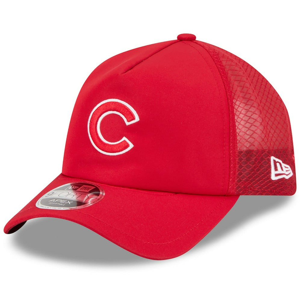 Chicago Cubs New Era 2026 Batting Practice Apex 9FORTY Adjustable Trucker Hat - Red Hats