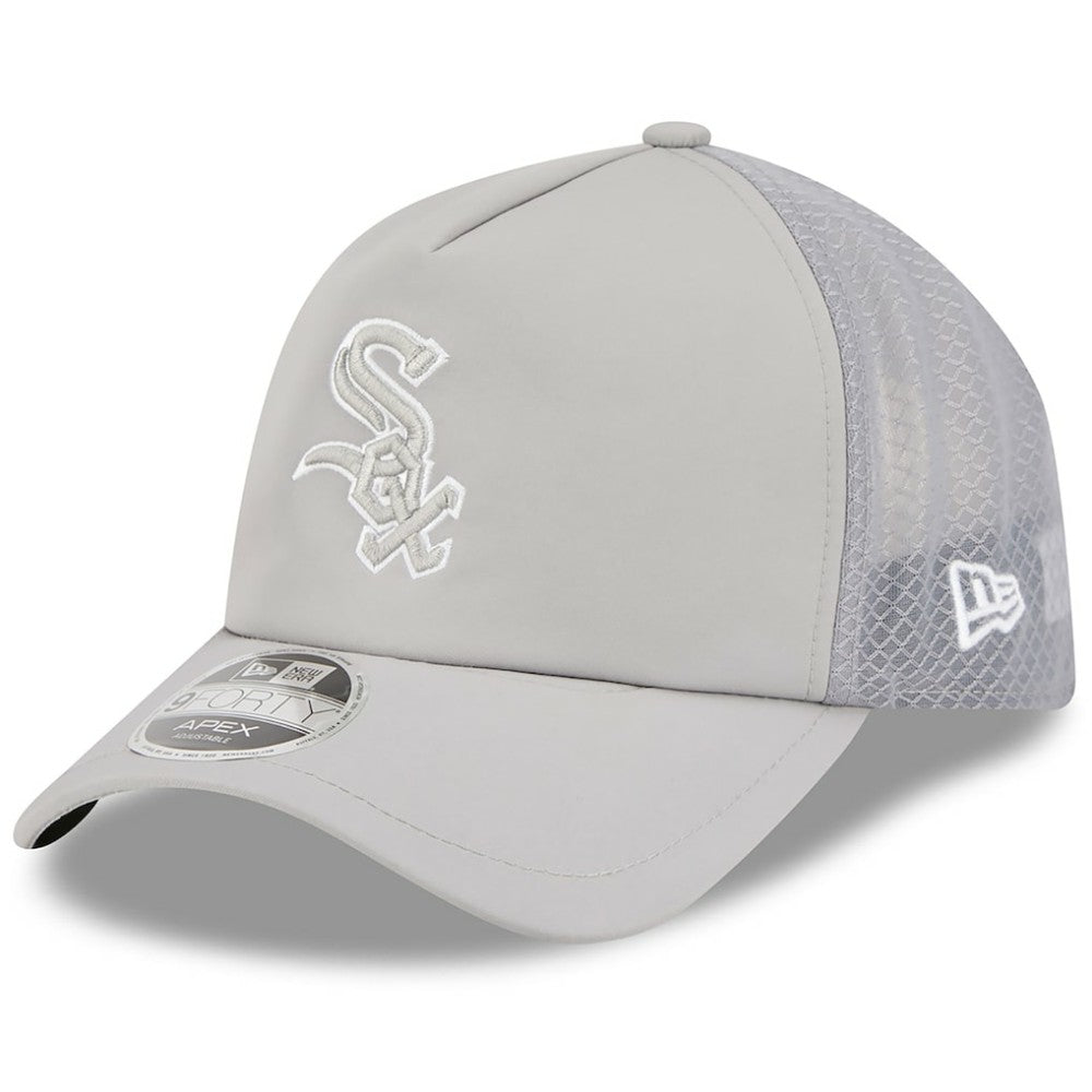 Chicago White Sox New Era 2026 Batting Practice Apex 9FORTY Adjustable Trucker Hat - Gray Hats