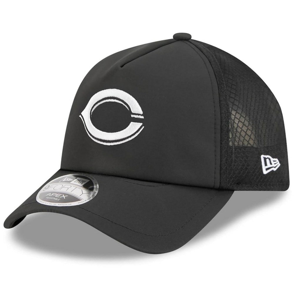 Cincinnati Reds New Era 2026 Batting Practice Apex 9FORTY Adjustable Trucker Hat - Black Hats