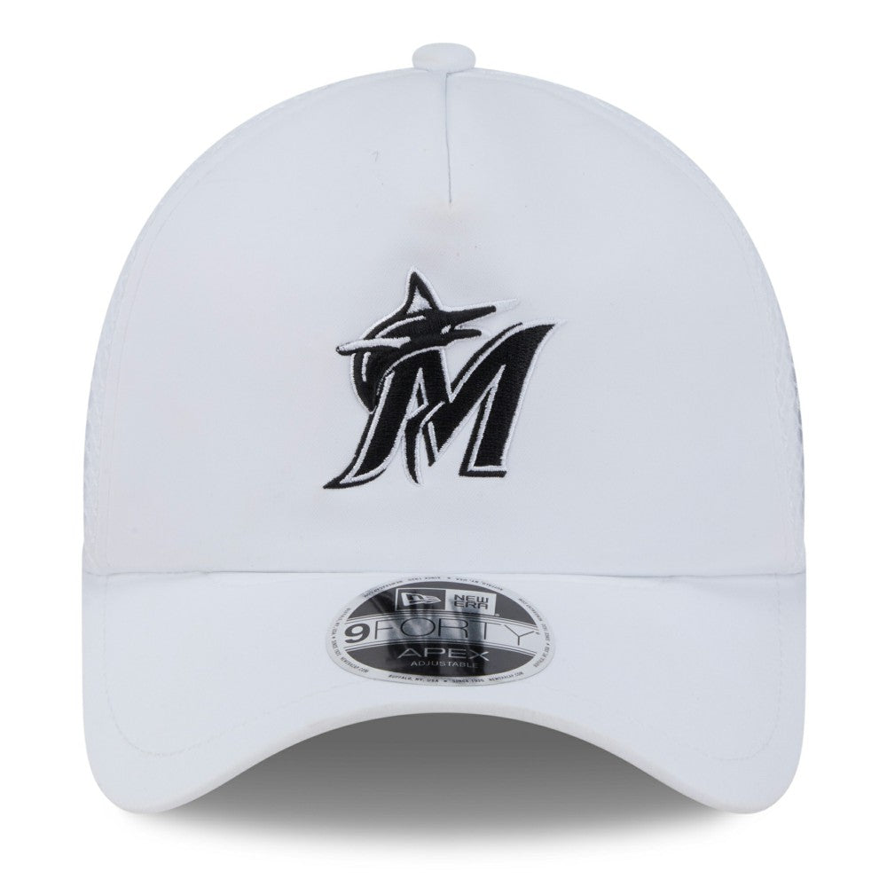 Miami Marlins New Era 2026 Batting Practice Apex 9FORTY Adjustable Trucker Hat - White Hats