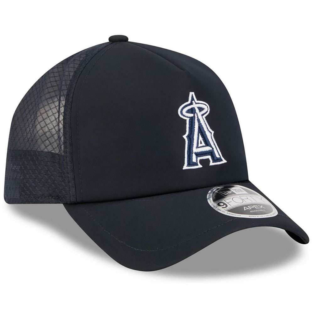 Los Angeles Angels New Era 2026 Batting Practice Apex 9FORTY Adjustable Trucker Hat - Navy Hats