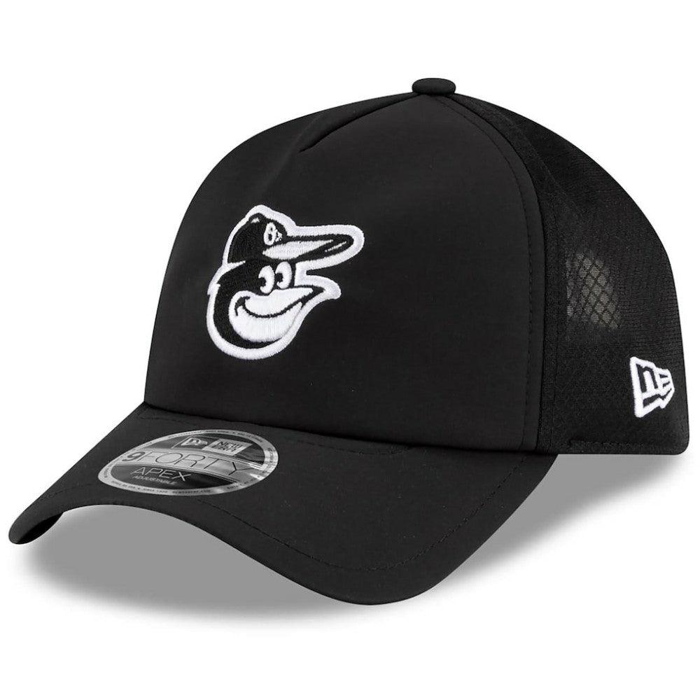 Baltimore Orioles New Era 2026 Batting Practice Apex 9FORTY Adjustable Trucker Hat - Black Hats
