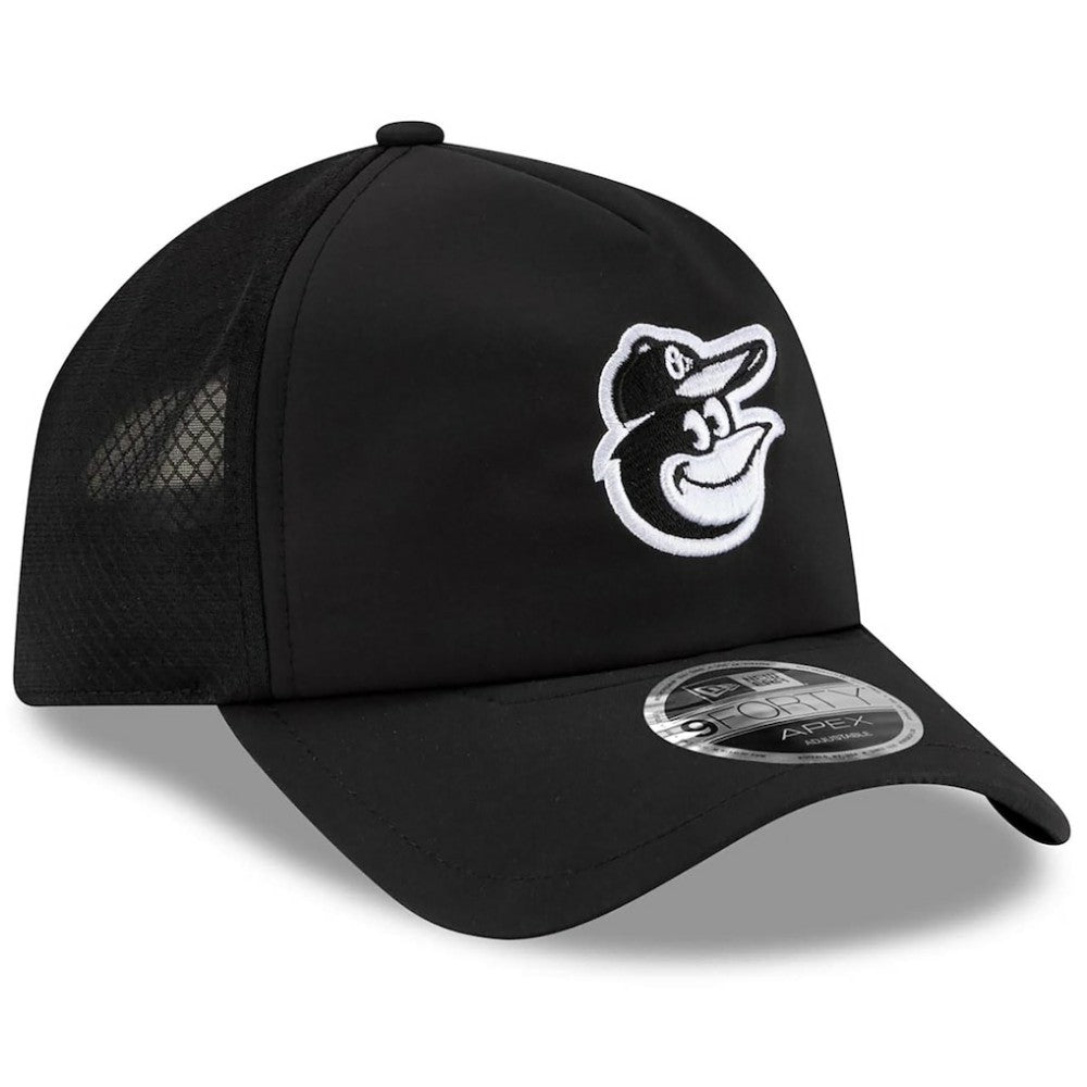 Baltimore Orioles New Era 2026 Batting Practice Apex 9FORTY Adjustable Trucker Hat - Black Hats