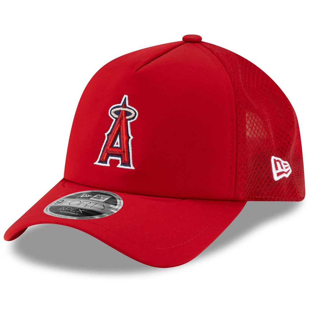 Los Angeles Angels New Era 2026 Batting Practice Apex 9FORTY Adjustable Trucker Hat - Red Hats