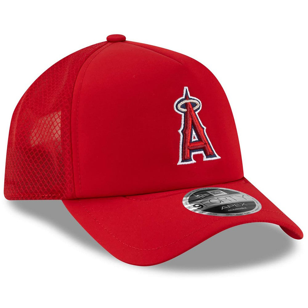 Los Angeles Angels New Era 2026 Batting Practice Apex 9FORTY Adjustable Trucker Hat - Red Hats