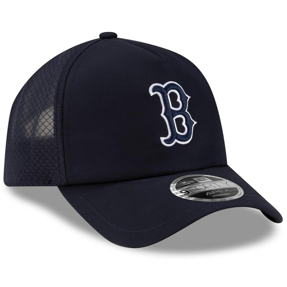 Boston Red Sox New Era 2026 Batting Practice Apex 9FORTY Adjustable Trucker Hat - Navy Hats