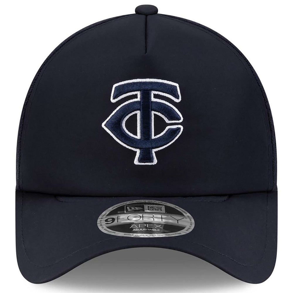 Minnesota Twins New Era 2026 Batting Practice Apex 9FORTY Adjustable Trucker Hat - Navy Hats