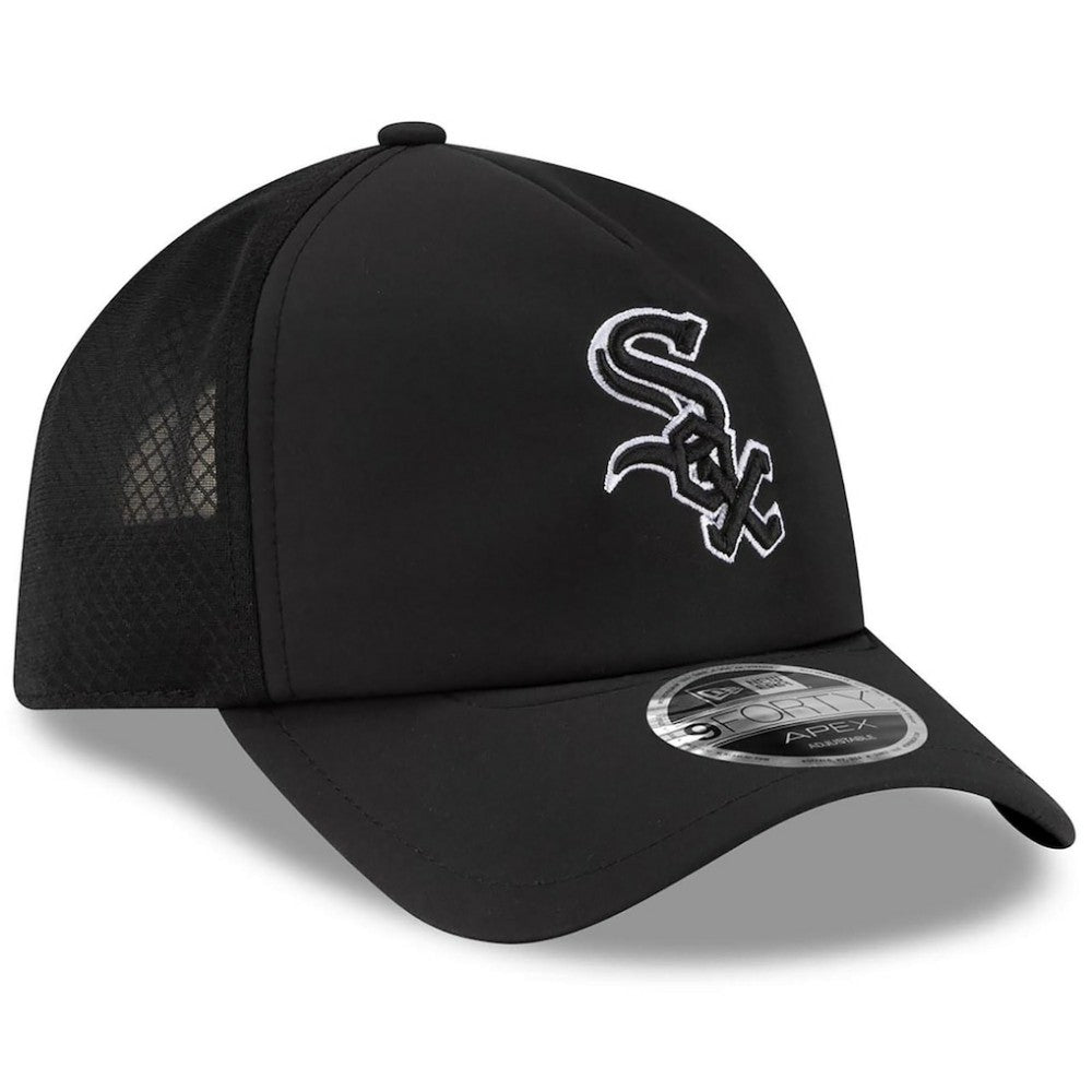 Chicago White Sox New Era 2026 Batting Practice Apex 9FORTY Adjustable Trucker Hat - Black Hats