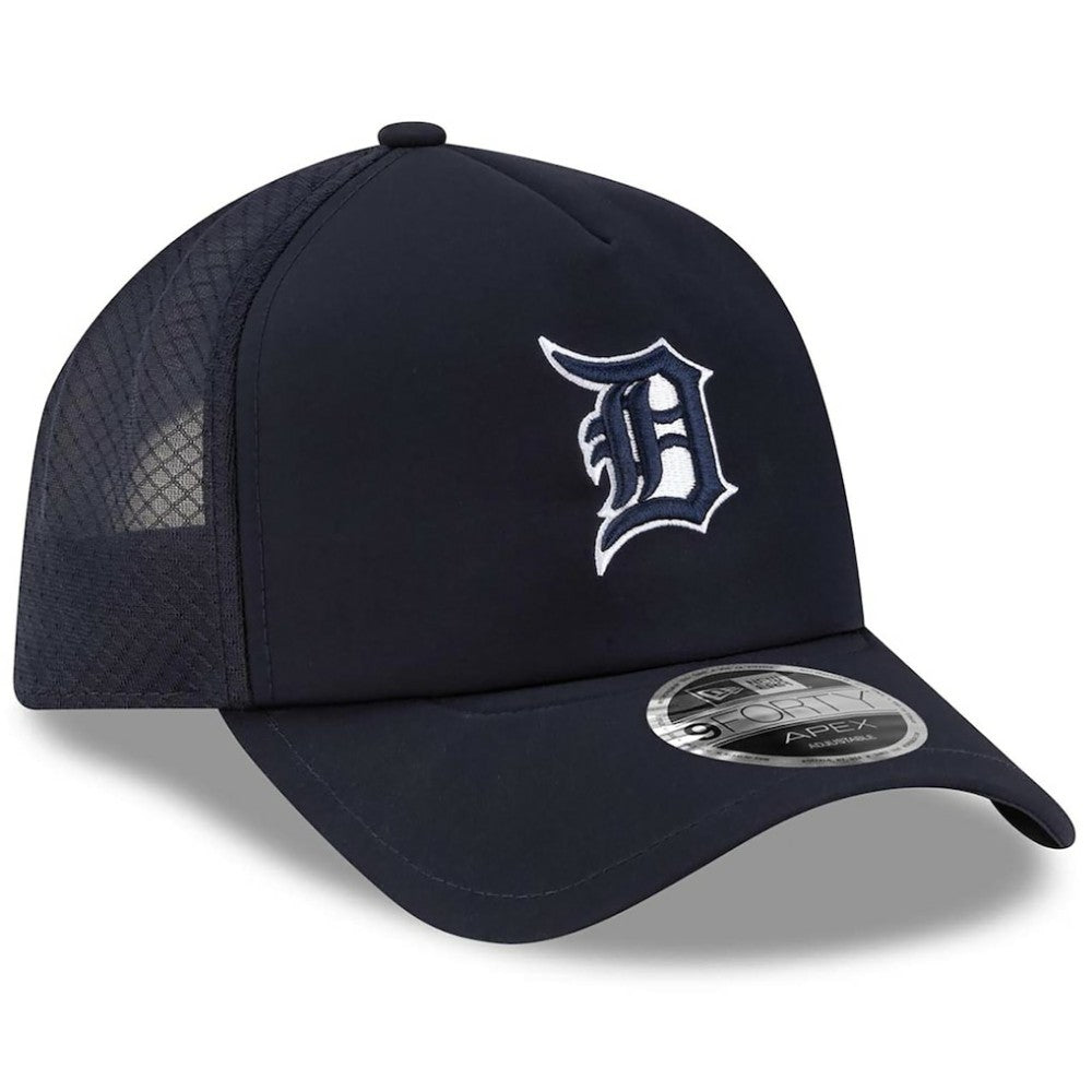 Detroit Tigers New Era 2026 Batting Practice Apex 9FORTY Adjustable Trucker Hat - Navy Hats