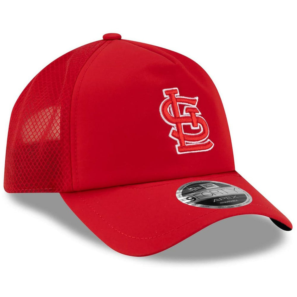 St. Louis Cardinals New Era 2026 Batting Practice Apex 9FORTY Adjustable Trucker Hat - Red Hats