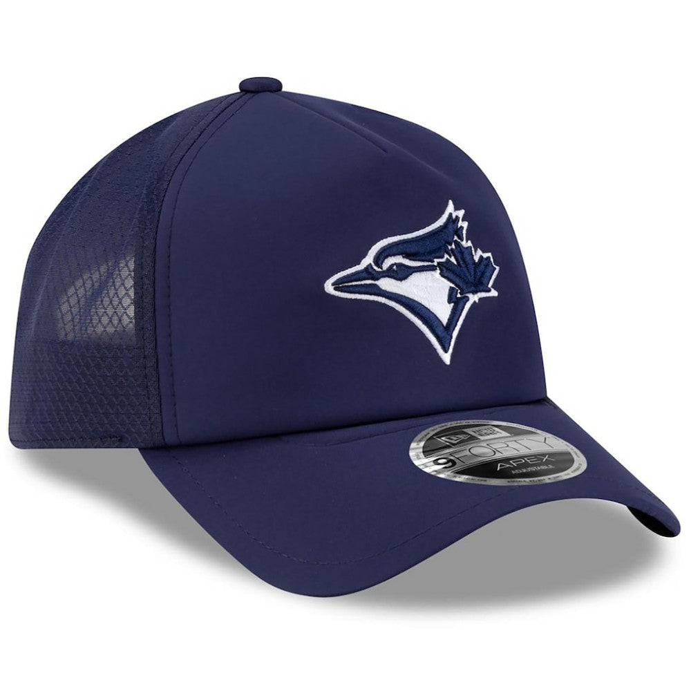 Toronto Blue Jays New Era 2026 Batting Practice Apex 9FORTY Adjustable Trucker Hat - Navy Hats