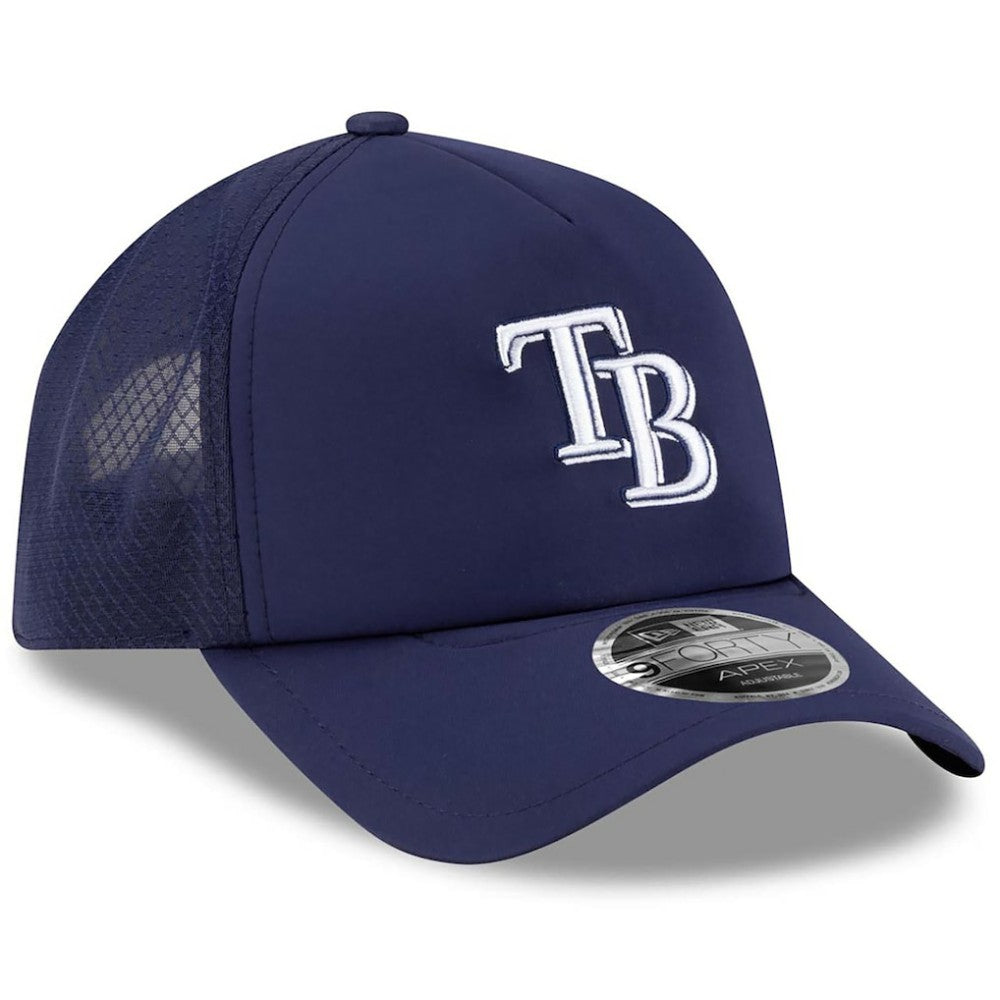 Tampa Bay Rays New Era 2026 Batting Practice Apex 9FORTY Adjustable Trucker Hat - Navy Hats