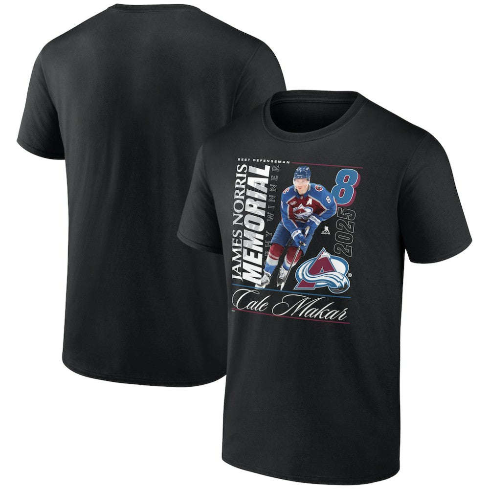 Cale Makar Colorado Avalanche 2025 Norris Trophy Winner T-Shirt - Black | US 203149065