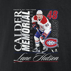 Lane Hutson Montreal Canadiens 2025 Calder Memorial Trophy Winner T-Shirt - Black | US 203149069