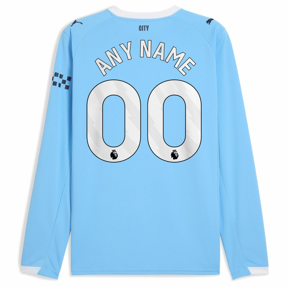 Manchester City 2025/26 Home Replica Long Sleeve Custom Jersey Sky Blue - Puma sale