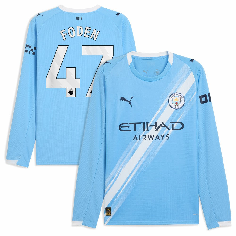 Phil Foden Manchester City 2025/26 Home Replica Long Sleeve Player Jersey Sky Blue - Puma outlet