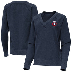 Minnesota Twins Antigua Women's Varsity Tri-Blend V-Neck Long Sleeve T-Shirt - Heather Navy T-shirts