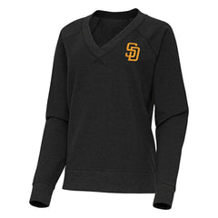 San Diego Padres Antigua Women's Varsity Tri-Blend V-Neck Long Sleeve T-Shirt - Heather Black T-shirts