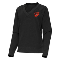 Baltimore Orioles Antigua Women's Varsity Tri-Blend V-Neck Long Sleeve T-Shirt - Heather Black T-shirts