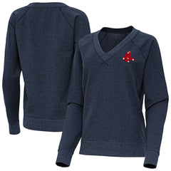 Boston Red Sox Antigua Women's Varsity Tri-Blend V-Neck Long Sleeve T-Shirt - Heather Navy T-shirts