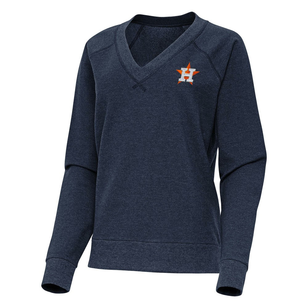 Houston Astros Antigua Women's Varsity Tri-Blend V-Neck Long Sleeve T-Shirt - Heather Navy T-shirts