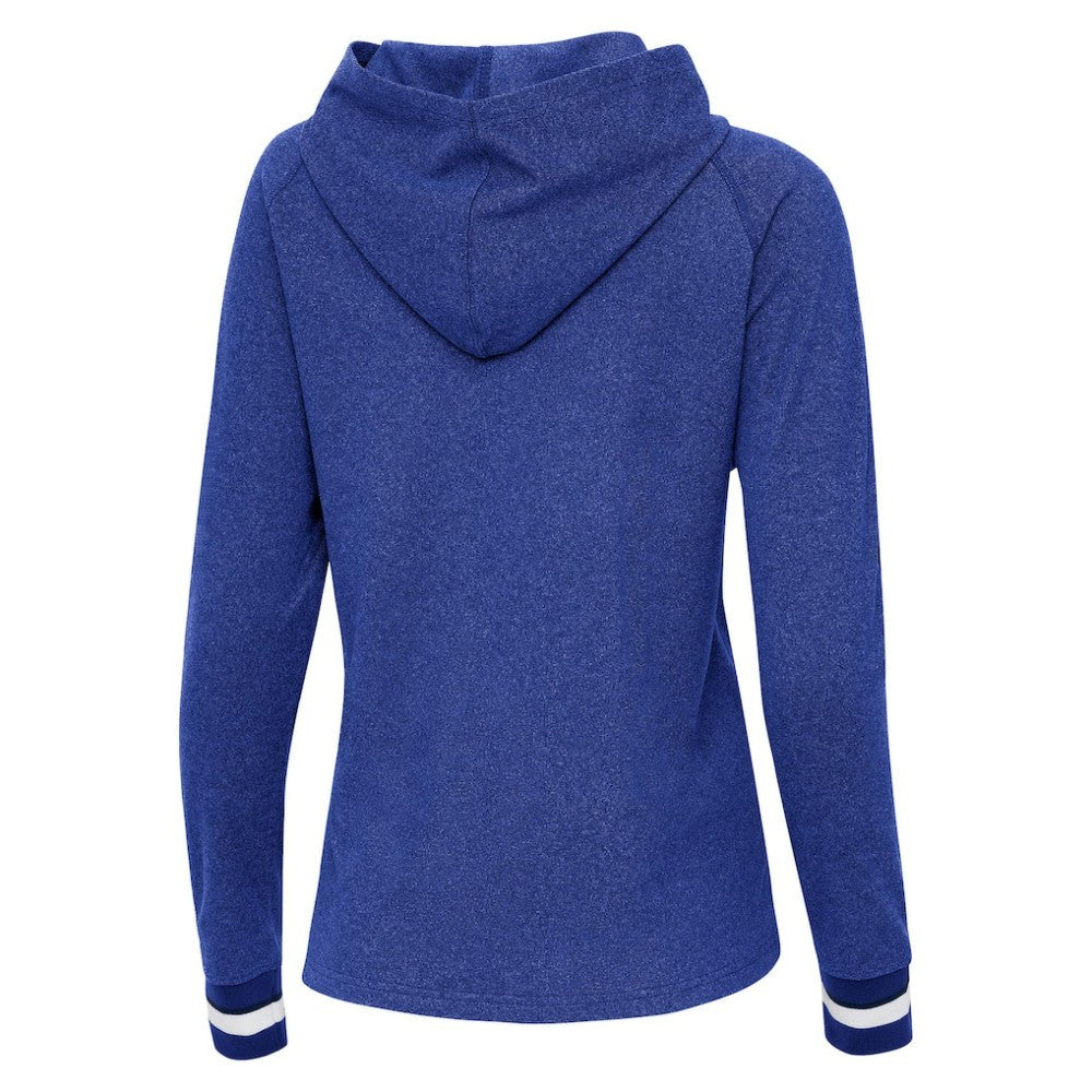 Chicago Cubs Antigua Women's Trek Pullover Hoodie - Heather Royal Hoodies