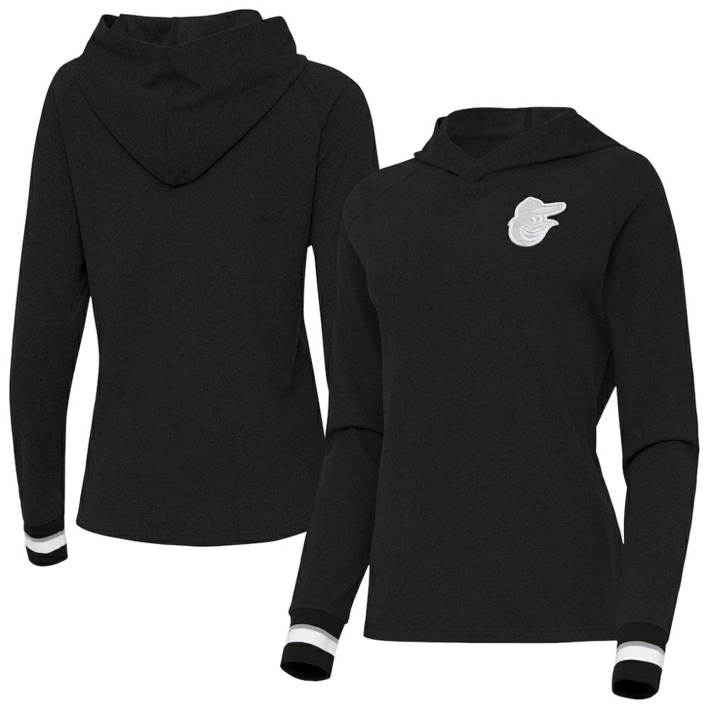 Baltimore Orioles Antigua Women's Trek Pullover Hoodie - Black Hoodies