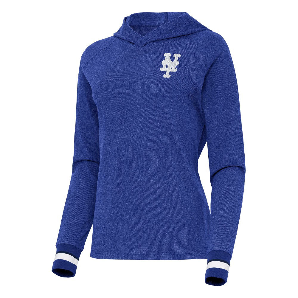 New York Mets Antigua Women's Trek Pullover Hoodie - Heather Royal Hoodies