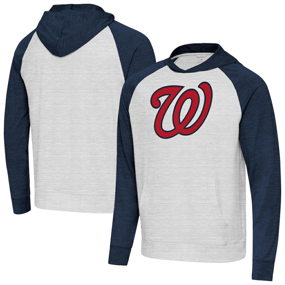Washington Nationals Antigua Urgent Pullover Hoodie - Heather Navy/Gray Hoodies