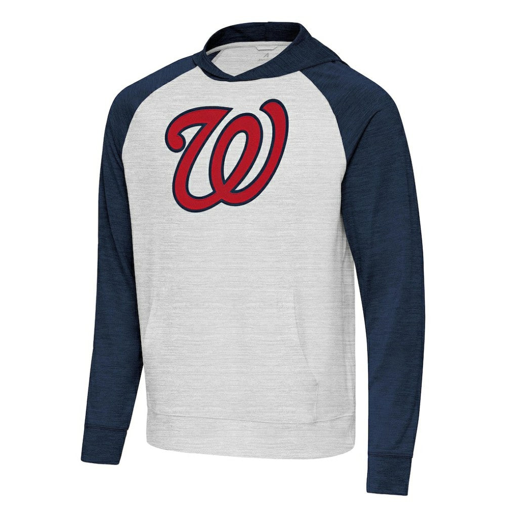 Washington Nationals Antigua Urgent Pullover Hoodie - Heather Navy/Gray Hoodies