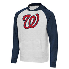 Washington Nationals Antigua Urgent Pullover Hoodie - Heather Navy/Gray Hoodies