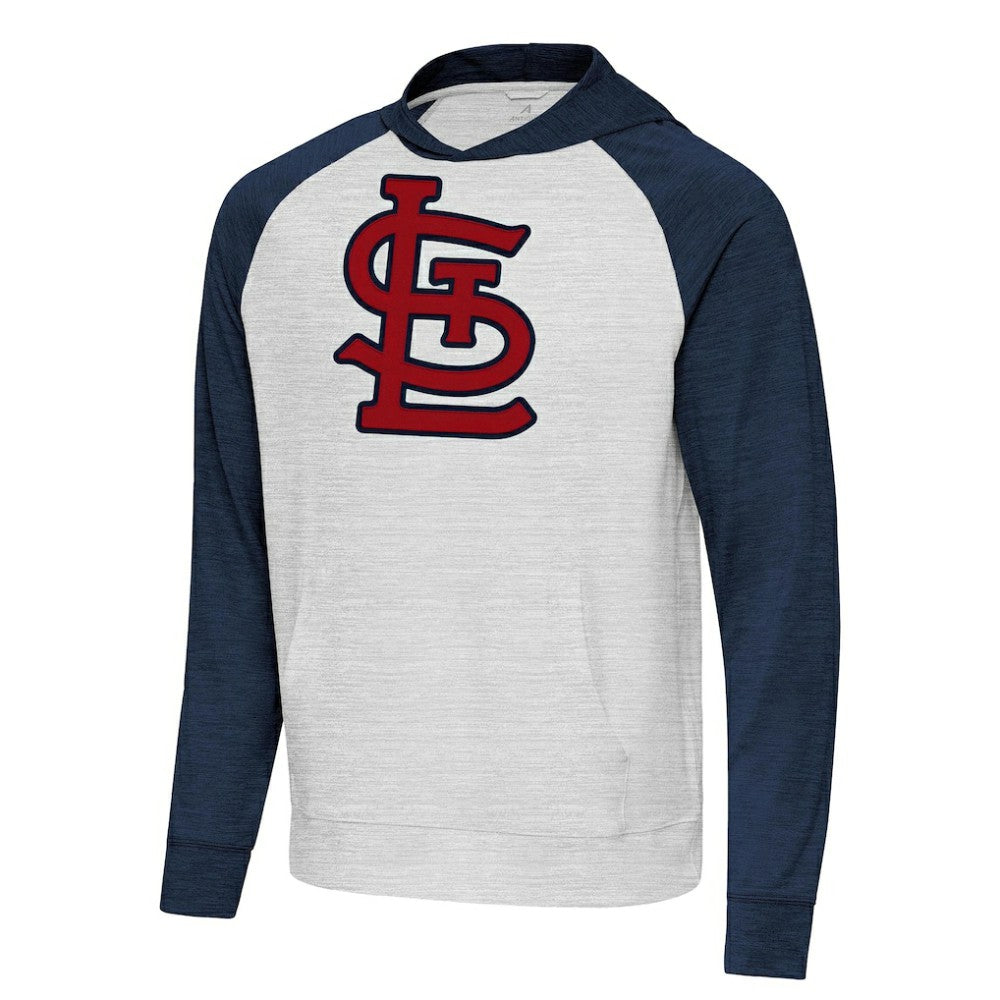 St. Louis Cardinals Antigua Urgent Pullover Hoodie - Heather Navy/Gray Hoodies