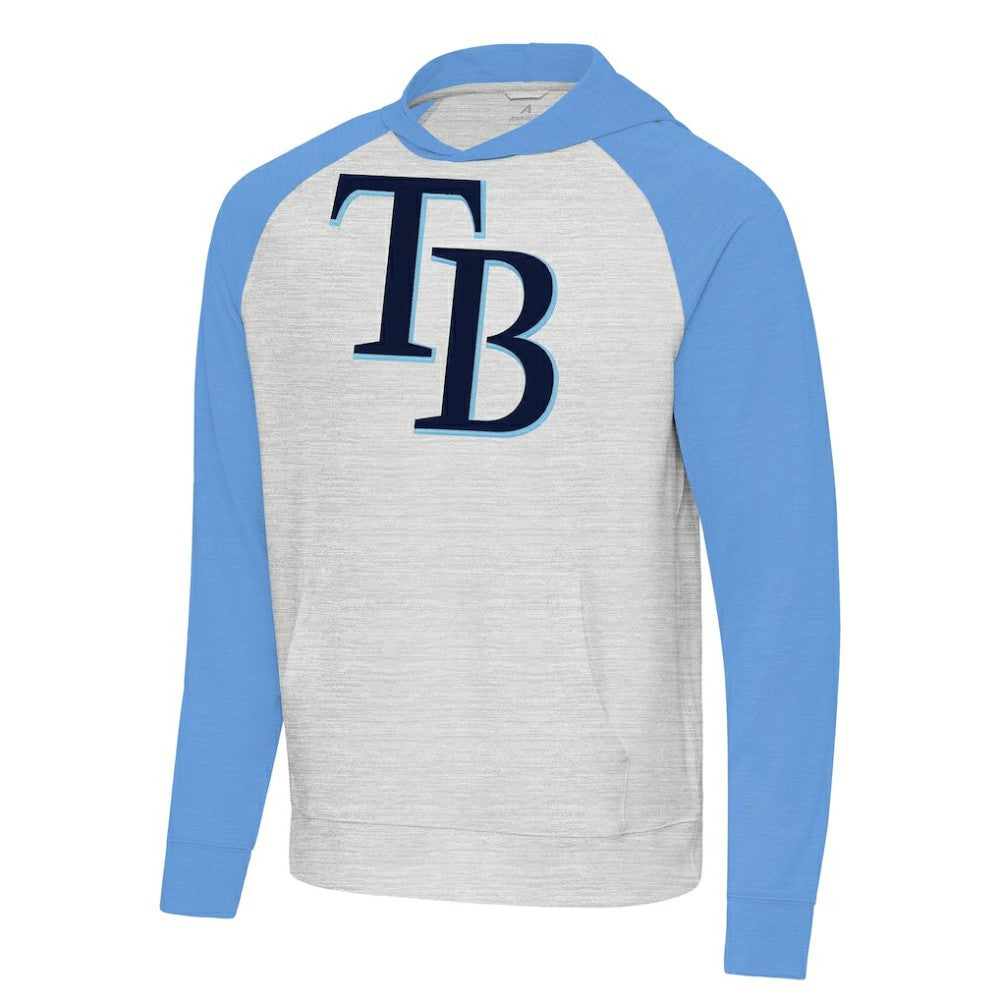 Tampa Bay Rays Antigua Urgent Pullover Hoodie - Powder Blue/Gray Hoodies