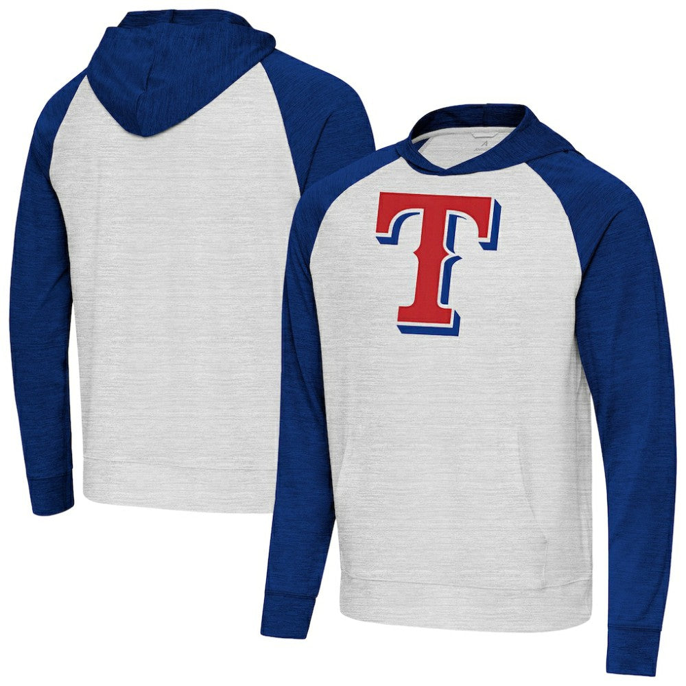 Texas Rangers Antigua Urgent Pullover Hoodie - Royal/Gray Hoodies