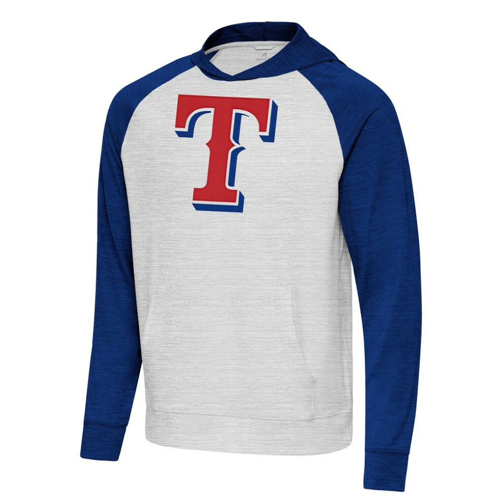 Texas Rangers Antigua Urgent Pullover Hoodie - Royal/Gray Hoodies
