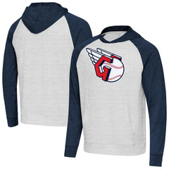 Cleveland Guardians Antigua Urgent Pullover Hoodie - Heather Navy/Gray Hoodies
