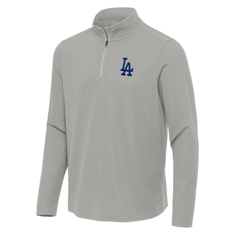 Los Angeles Dodgers Antigua Sync Tri-Blend Quarter-Zip Pullover - Heather Gray Pullover