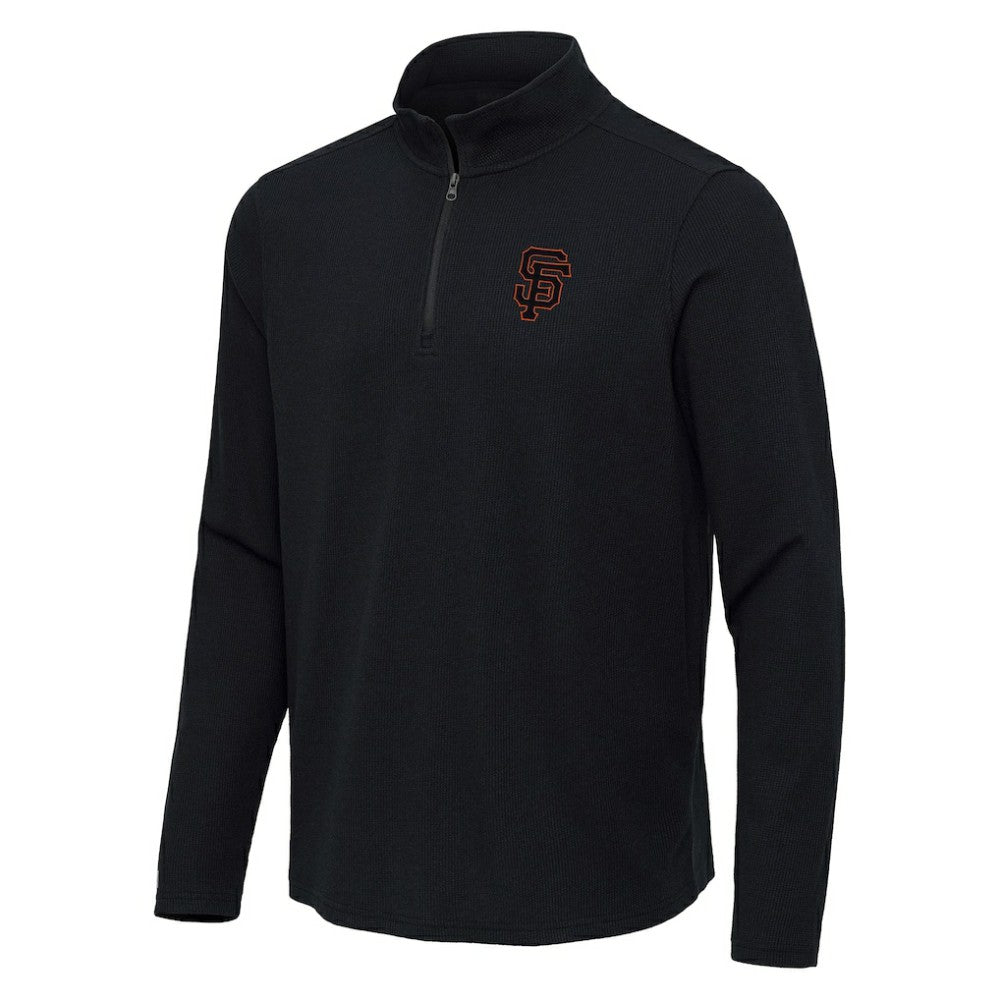 San Francisco Giants Antigua Sync Tri-Blend Quarter-Zip Pullover - Heather Black Pullover