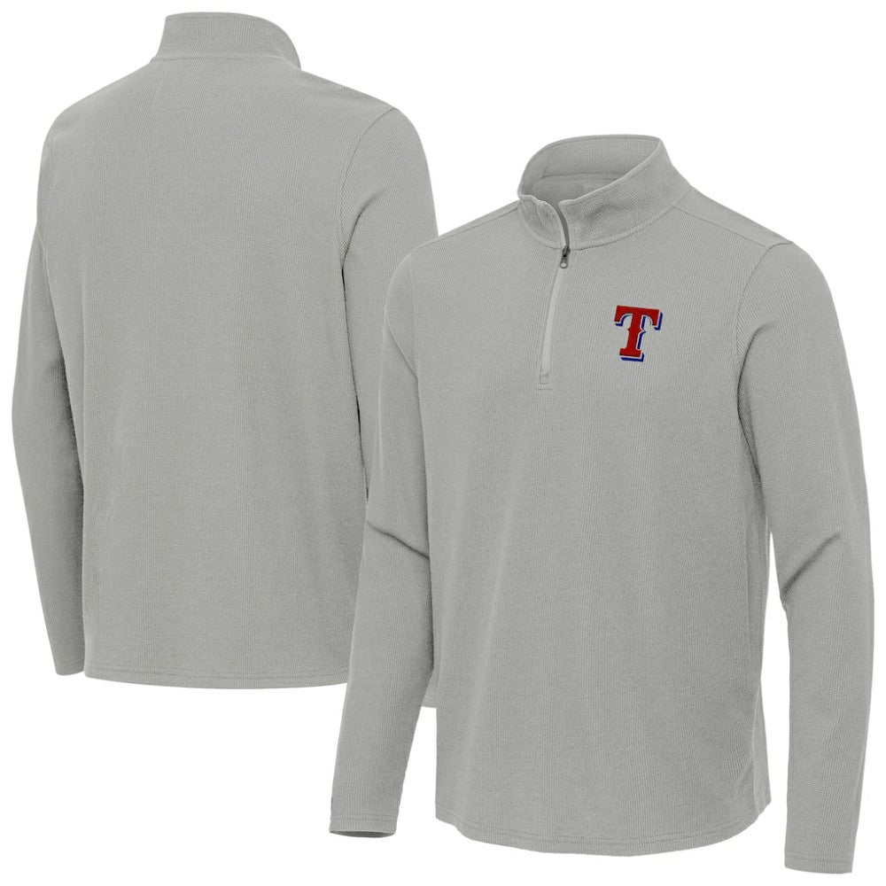 Texas Rangers Antigua Sync Tri-Blend Quarter-Zip Pullover - Heather Gray Pullover