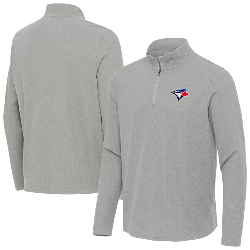 Toronto Blue Jays Antigua Sync Tri-Blend Quarter-Zip Pullover - Heather Gray Pullover