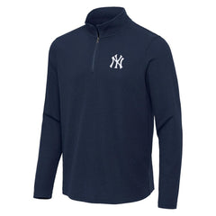 New York Yankees Antigua Sync Tri-Blend Quarter-Zip Pullover - Heather Navy Pullover