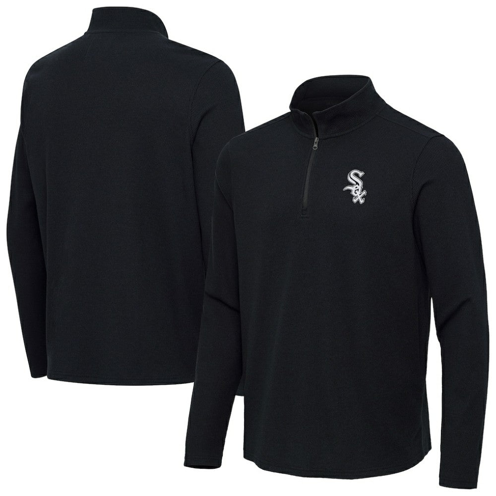 Chicago White Sox Antigua Sync Tri-Blend Quarter-Zip Pullover - Heather Black Pullover