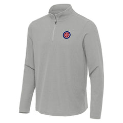 Chicago Cubs Antigua Sync Tri-Blend Quarter-Zip Pullover - Heather Gray Pullover