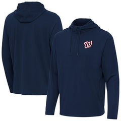 Washington Nationals Antigua Connected Quarter-Zip Pullover Hoodie - Navy Hoodies
